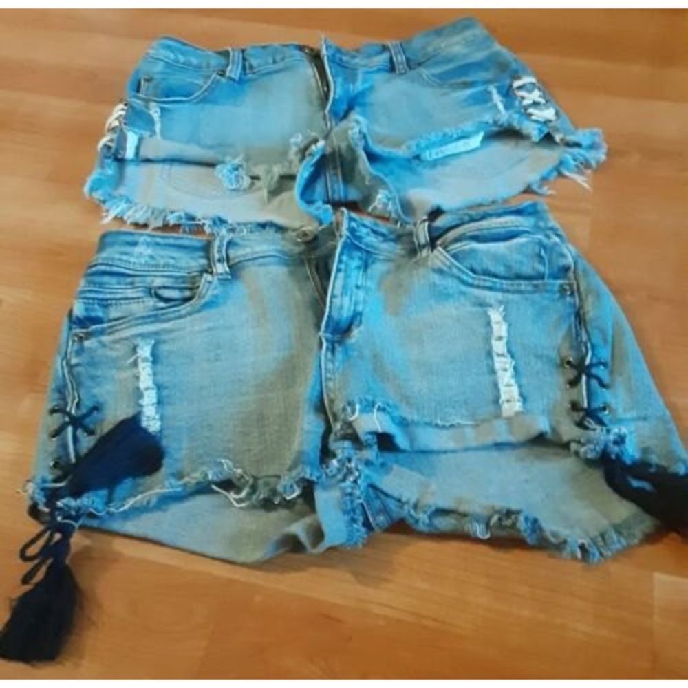 2 pack lot Ocean Drive & Island Gypsy Denim Boho distressed Cut Off Shorts Sz 3